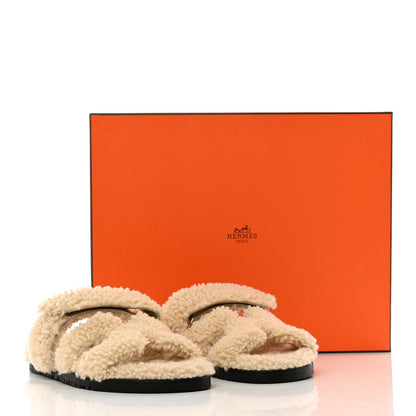 Hermes Woolskin Womens Chypre Sandals 36.5 Ecru 9 of 9