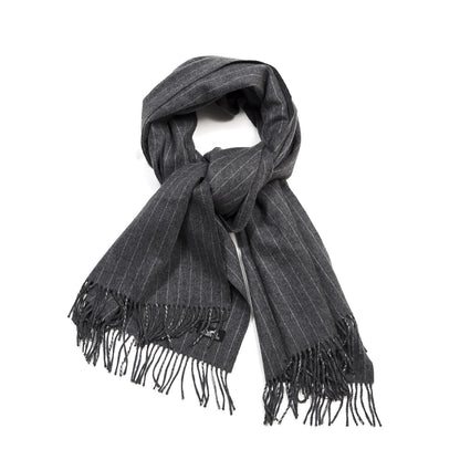 Hermes Cashmere Pinstripe Scarf Grey 1 of 4