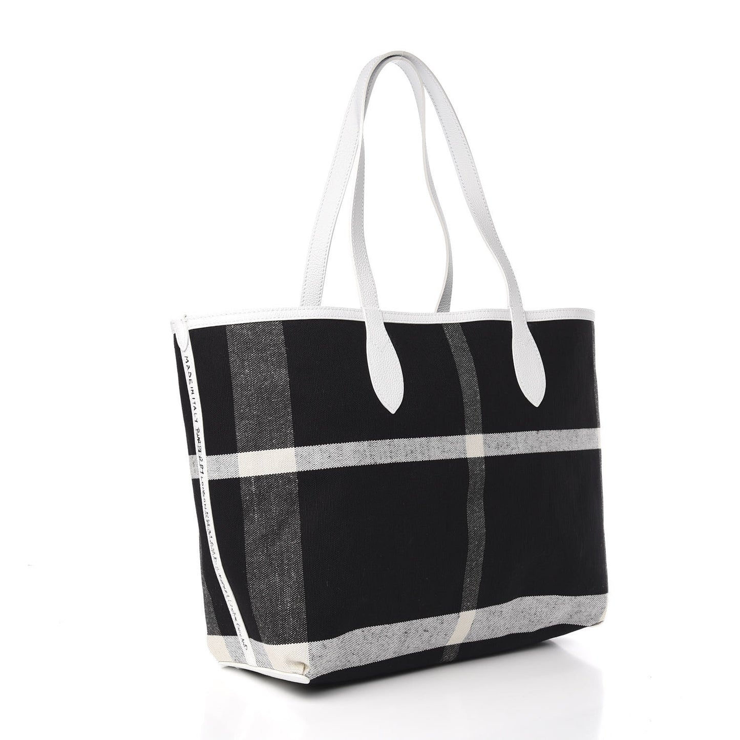Coated Canvas Mega Check Medium Doodle Tote Black White