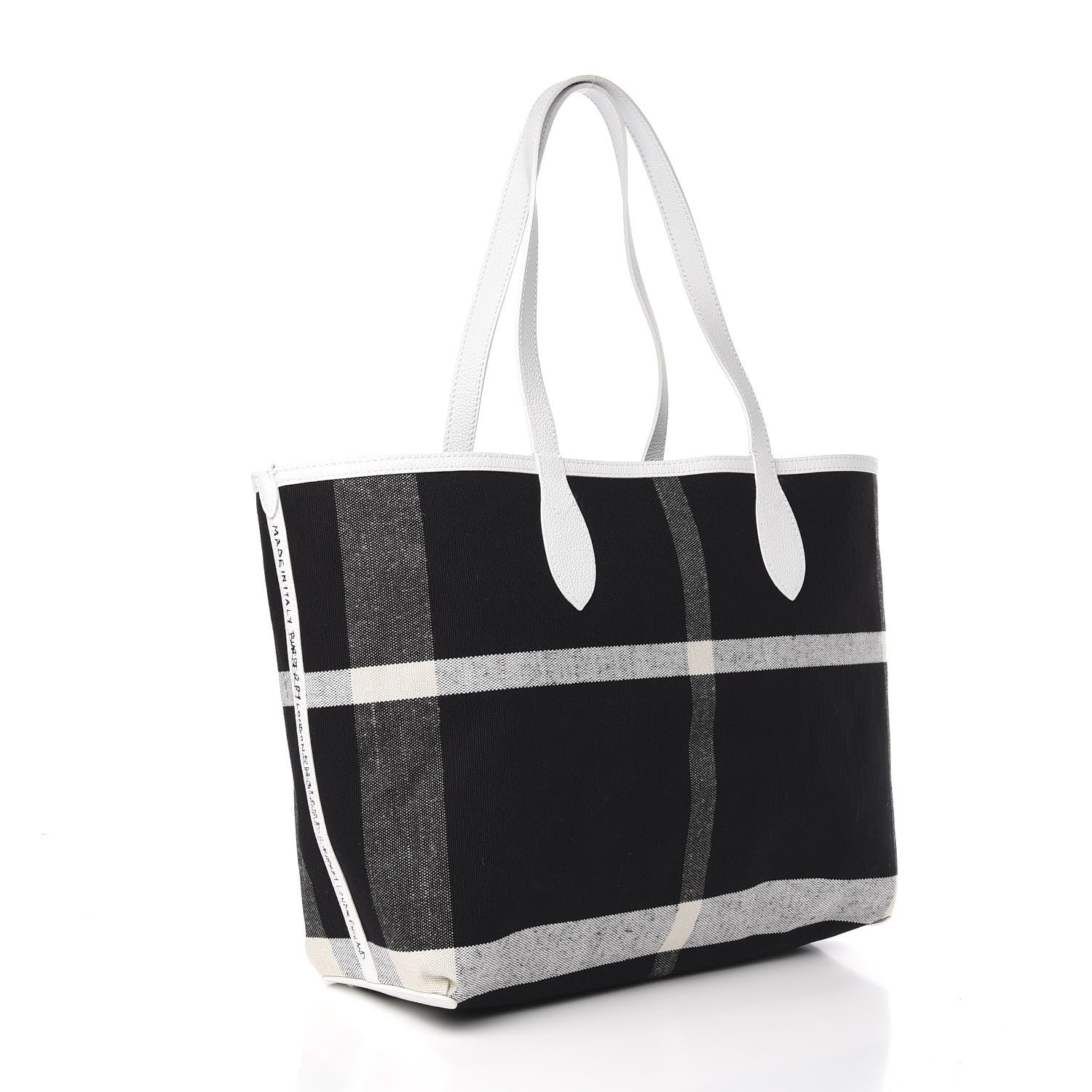 Burberry Coated Canvas Mega Check Medium Doodle Tote Black White 3 of 14