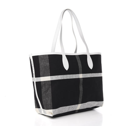 Burberry Coated Canvas Mega Check Medium Doodle Tote Black White 3 of 14