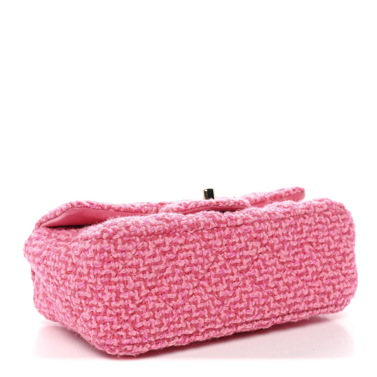 Chanel Wool Tweed Quilted Mini Rectangular Flap Dark Pink Fuchsia 4 of 10