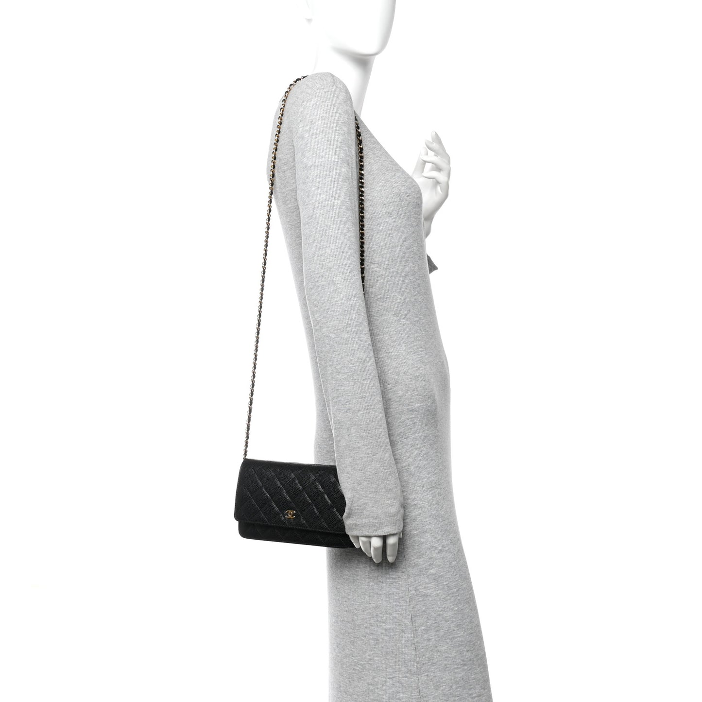 Caviar Quilted Wallet On Chain WOC Black