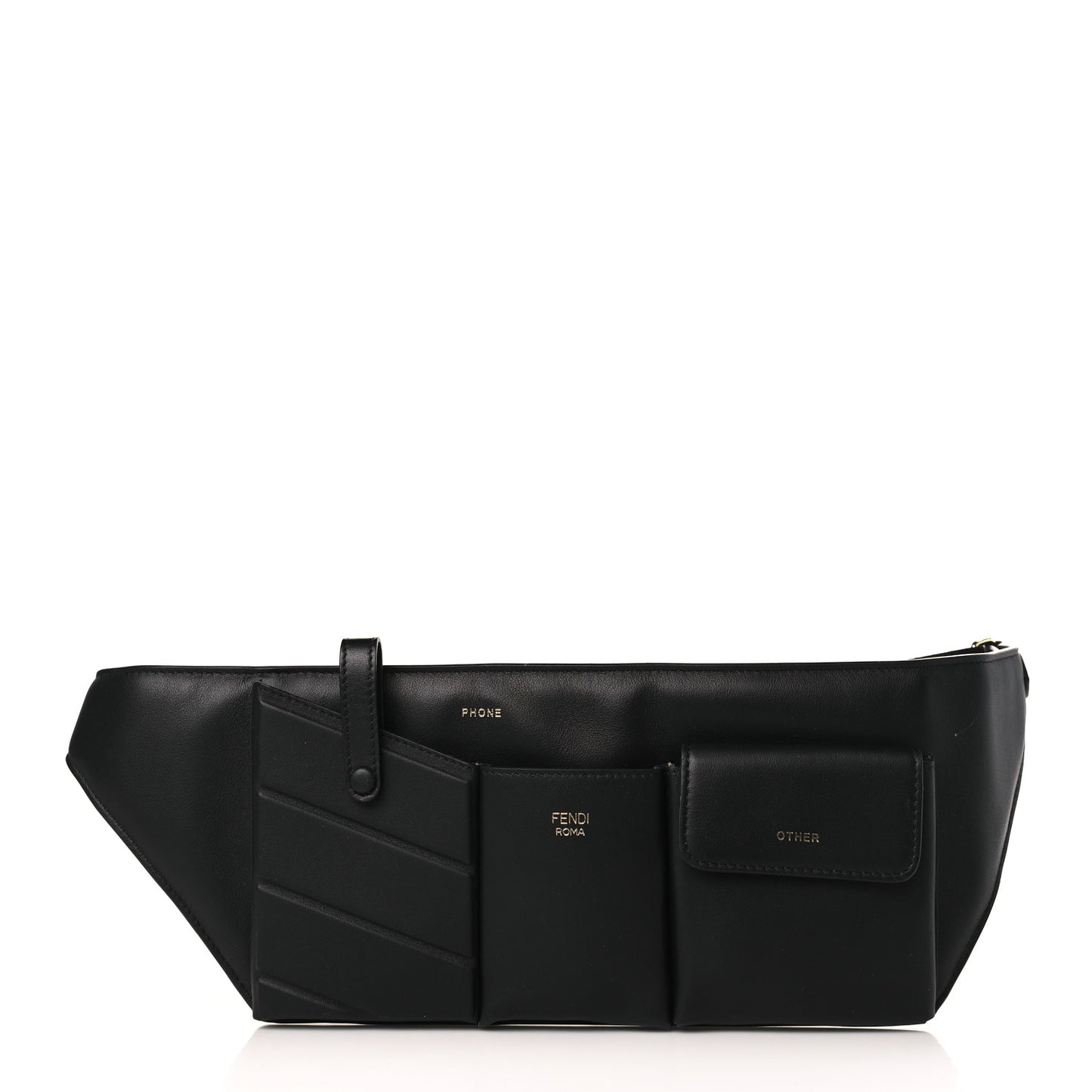 Vitello Grace Matte 3 Pocket Belt Pouch Black Soft Gold