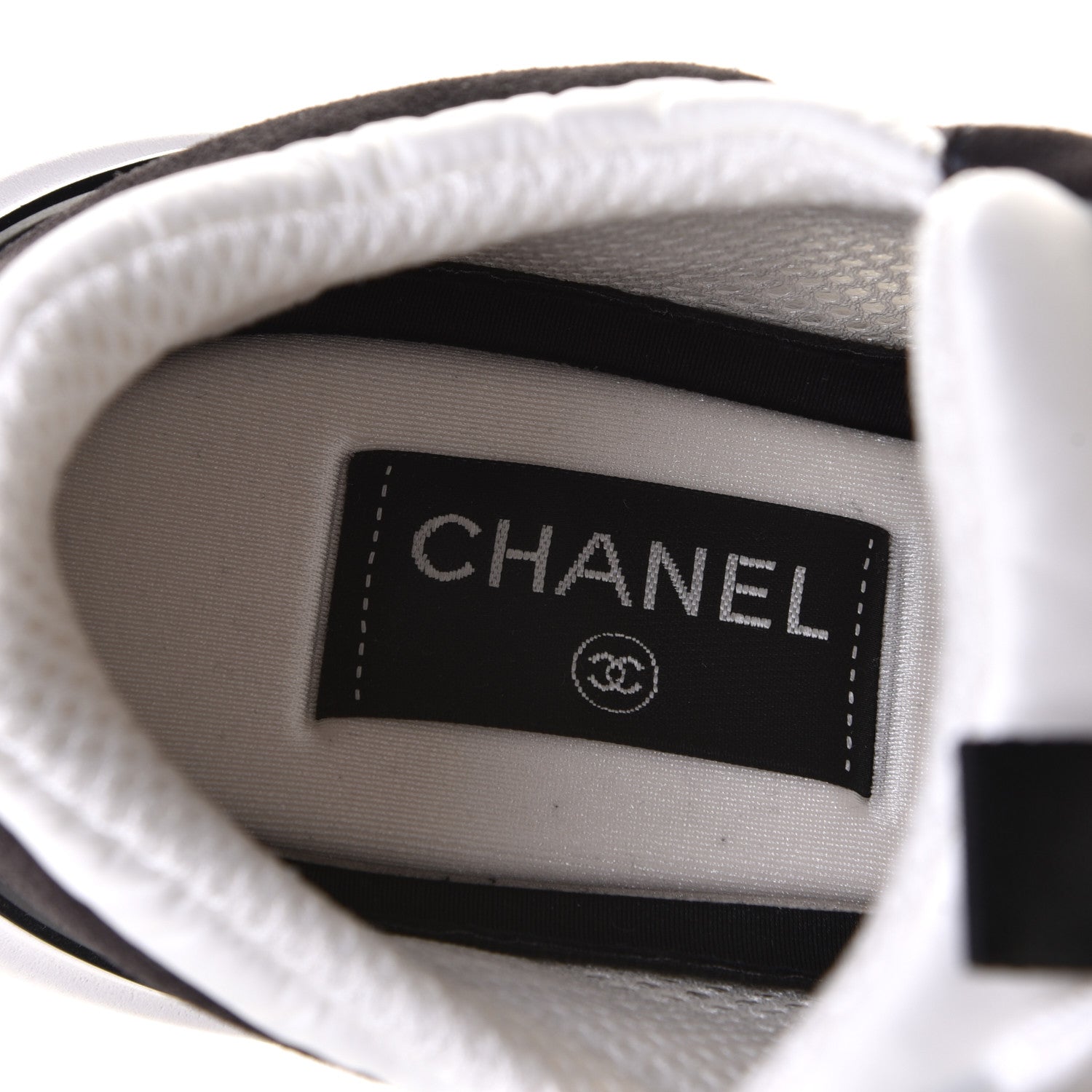 Chanel Nylon Suede Calfskin CC Sneakers 39 White Dark Grey 7 of 8