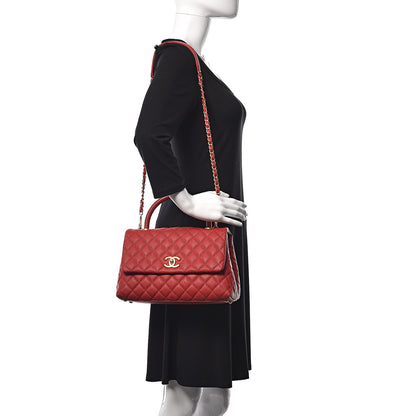 Chanel Caviar Lizard Quilted Small Coco Handle Flap Red 2 of 11