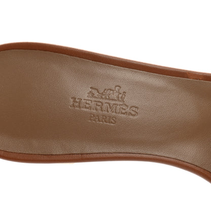 Hermes Calfskin Oasis Sandals 37 Gold 8 of 10