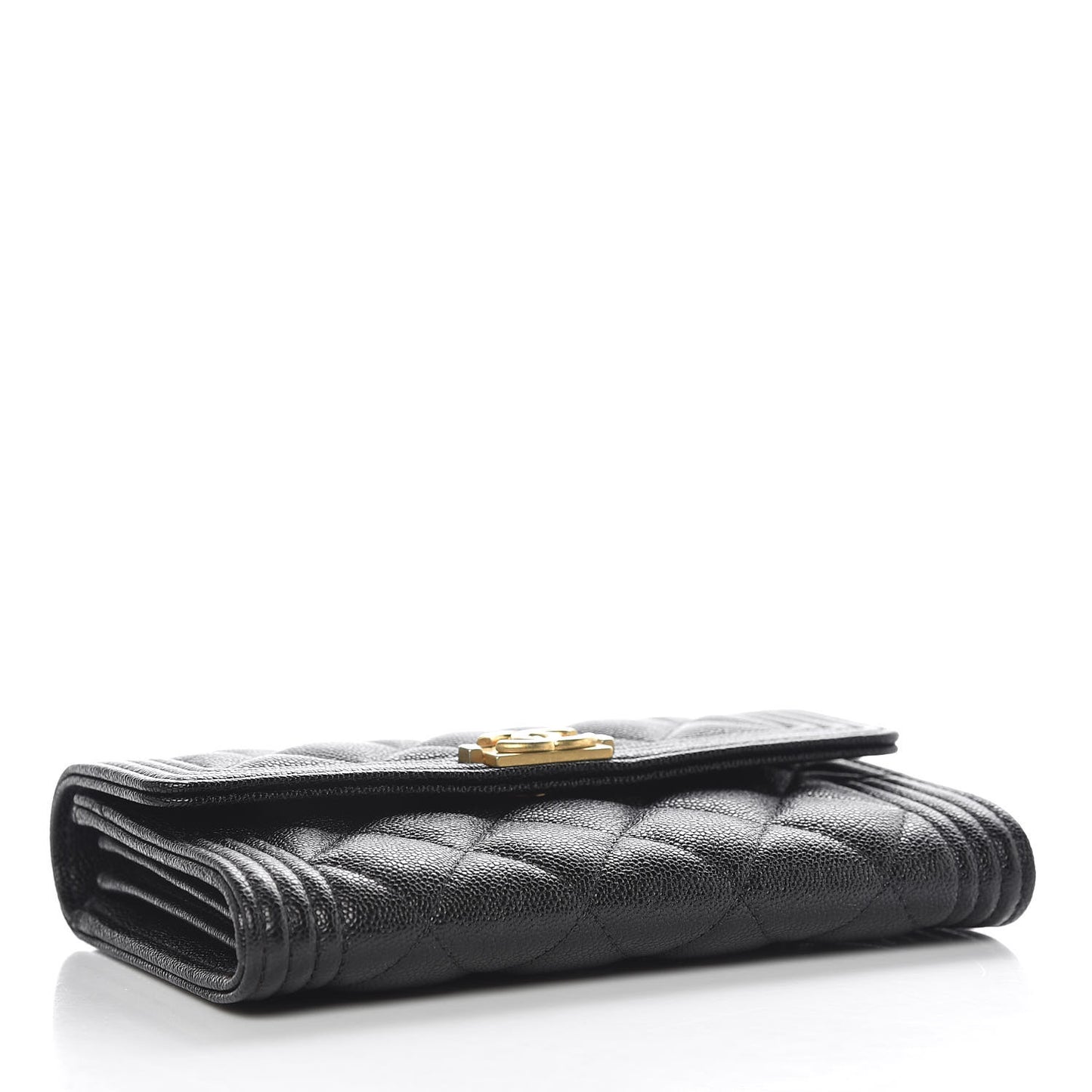 Caviar Quilted Medium Boy Flap Wallet Black