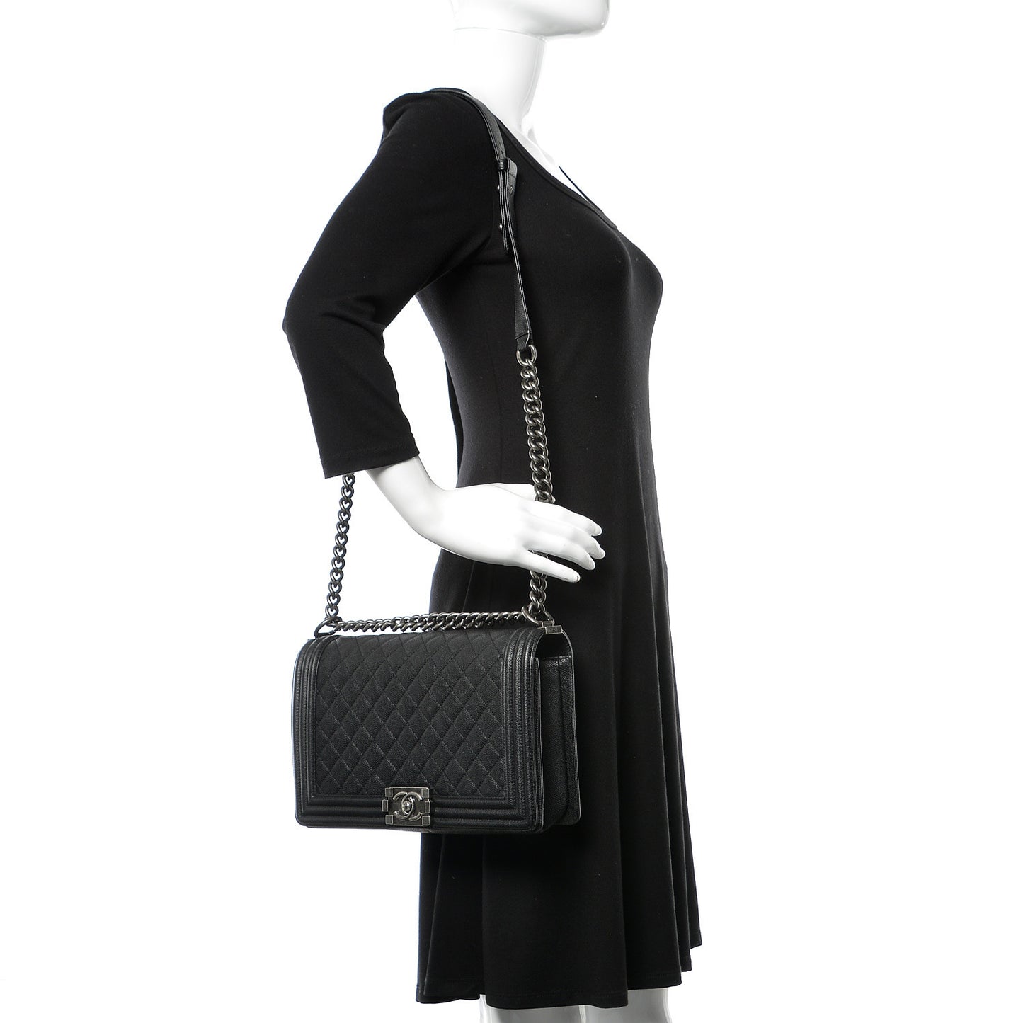 Caviar Quilted New Medium Boy Flap Black