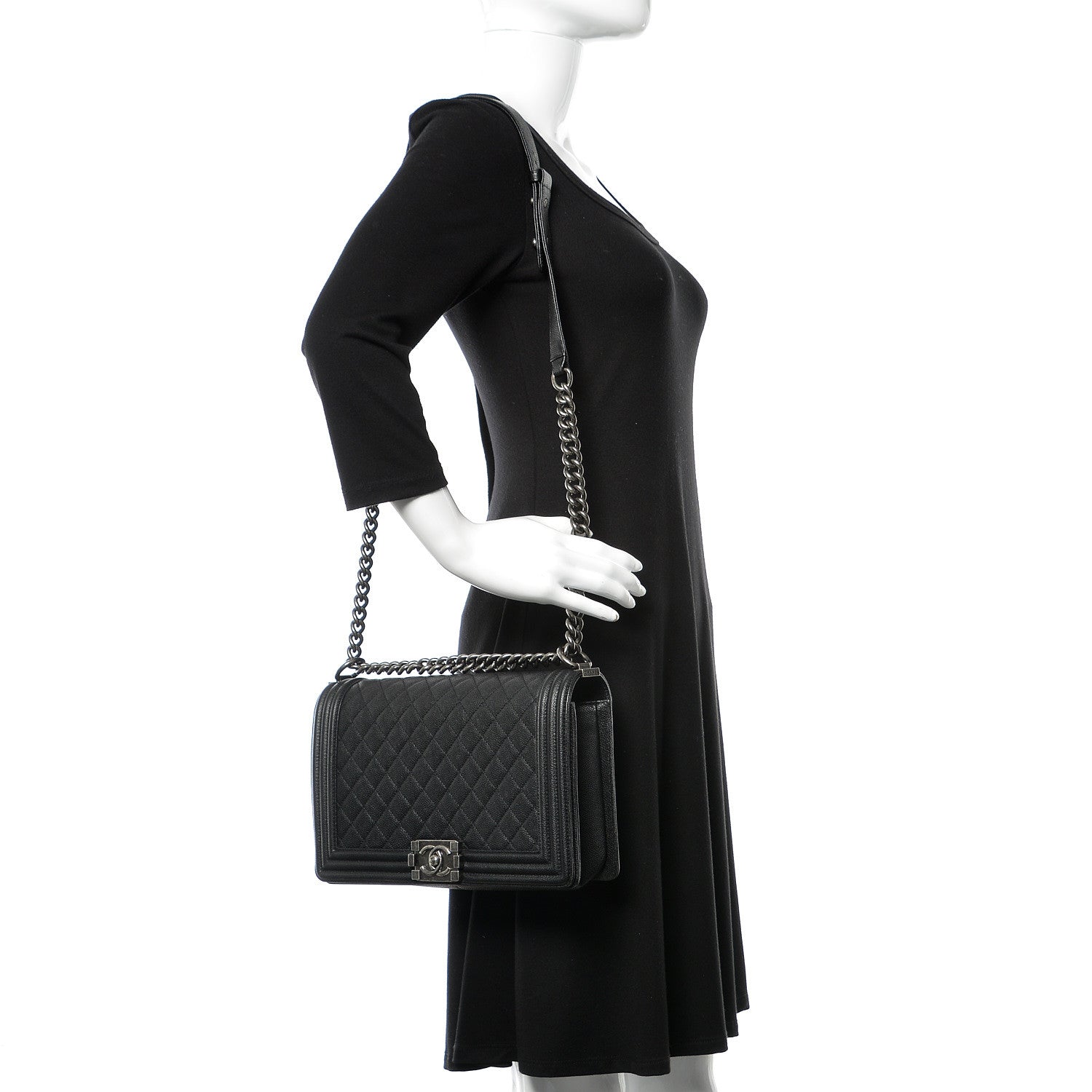 Chanel Caviar Quilted New Medium Boy Flap Black 2 of 10