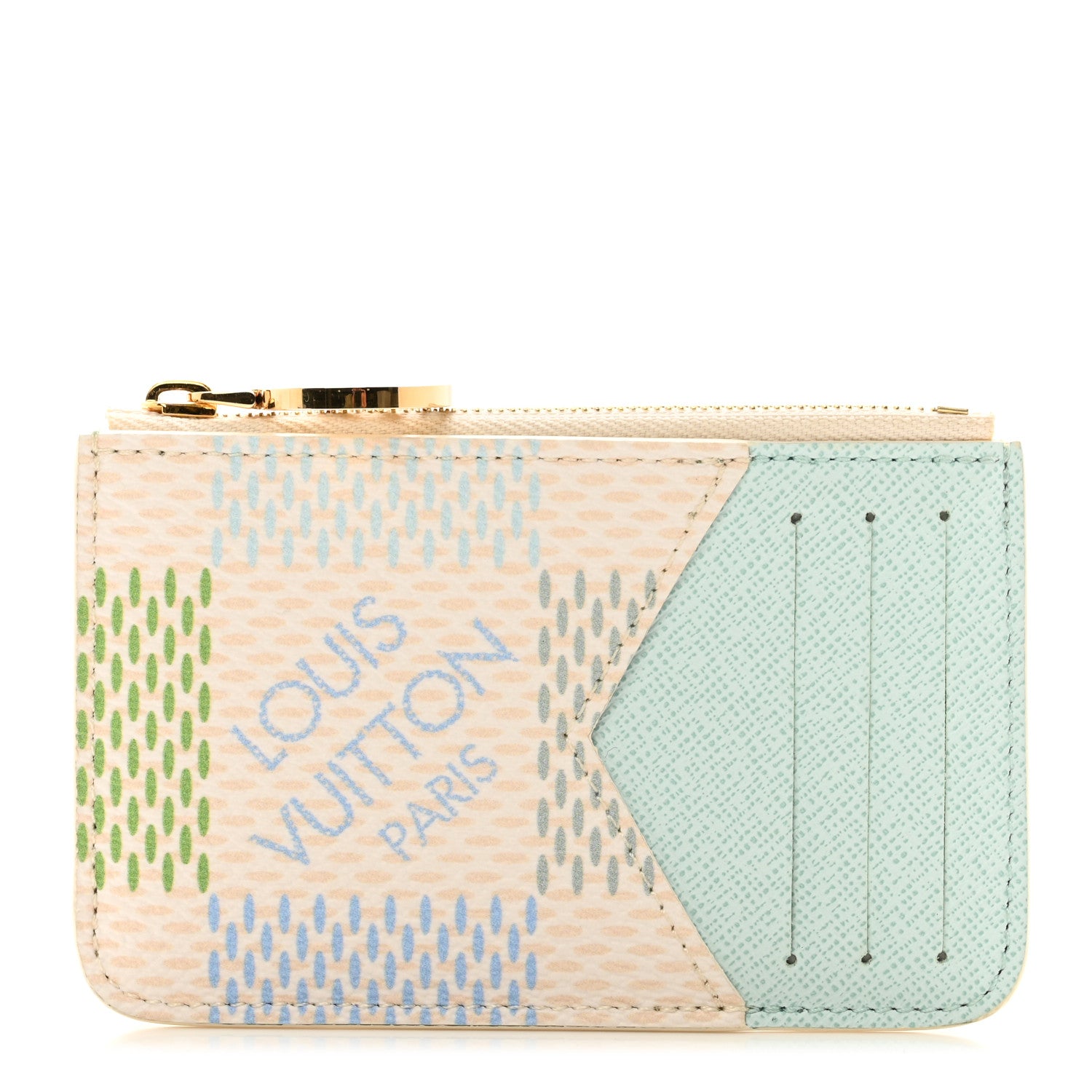 Louis Vuitton Damierlicious Zipped Romy Card Holder Pistachio Green 1 of 7