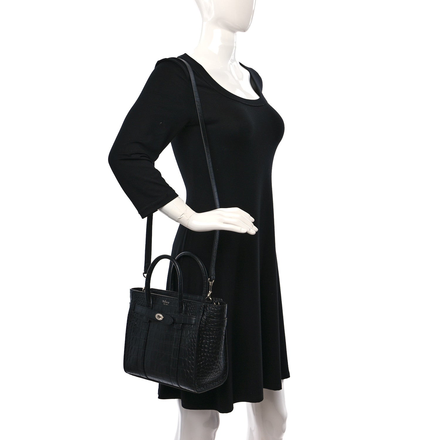 Mulberry Crocodile Embossed Mini Zipped Bayswater Black 2 of 8