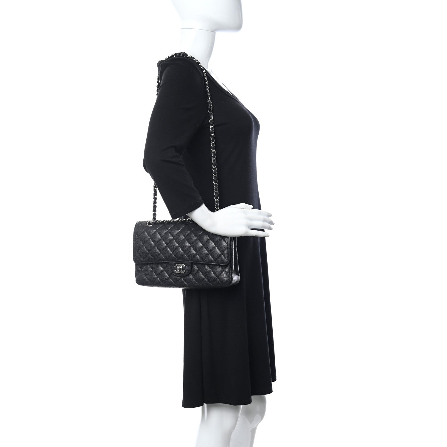 Chanel Caviar Quilted Medium Double Flap Black 2 of 12
