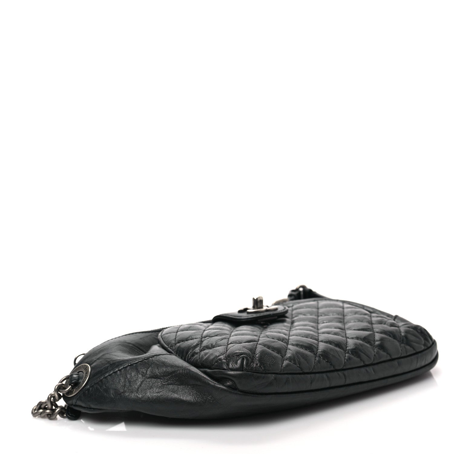 Chanel Crumpled Calfskin Quilted Casual Rock Waist Bag Fanny Pack Black 4 of 8