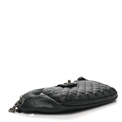 Chanel Crumpled Calfskin Quilted Casual Rock Waist Bag Fanny Pack Black 4 of 8