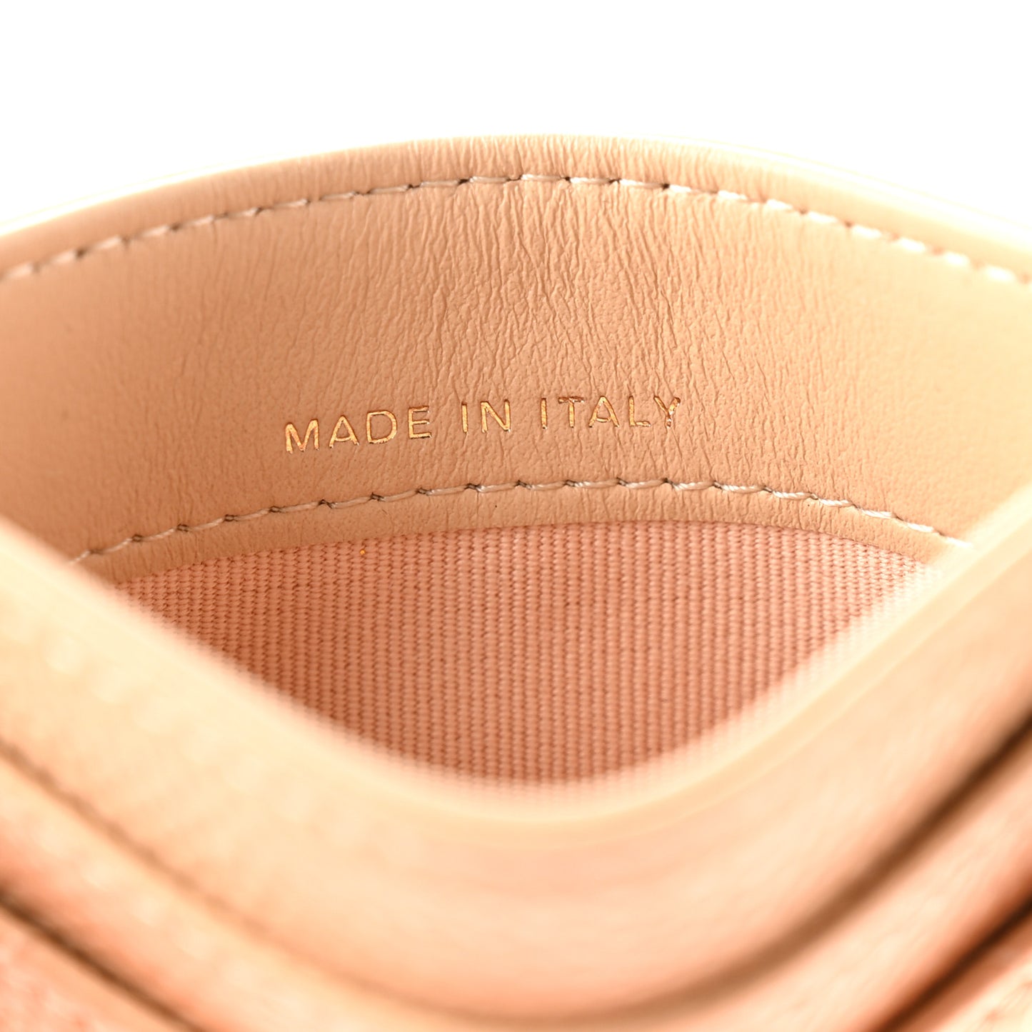 Caviar Quilted Card Holder Beige