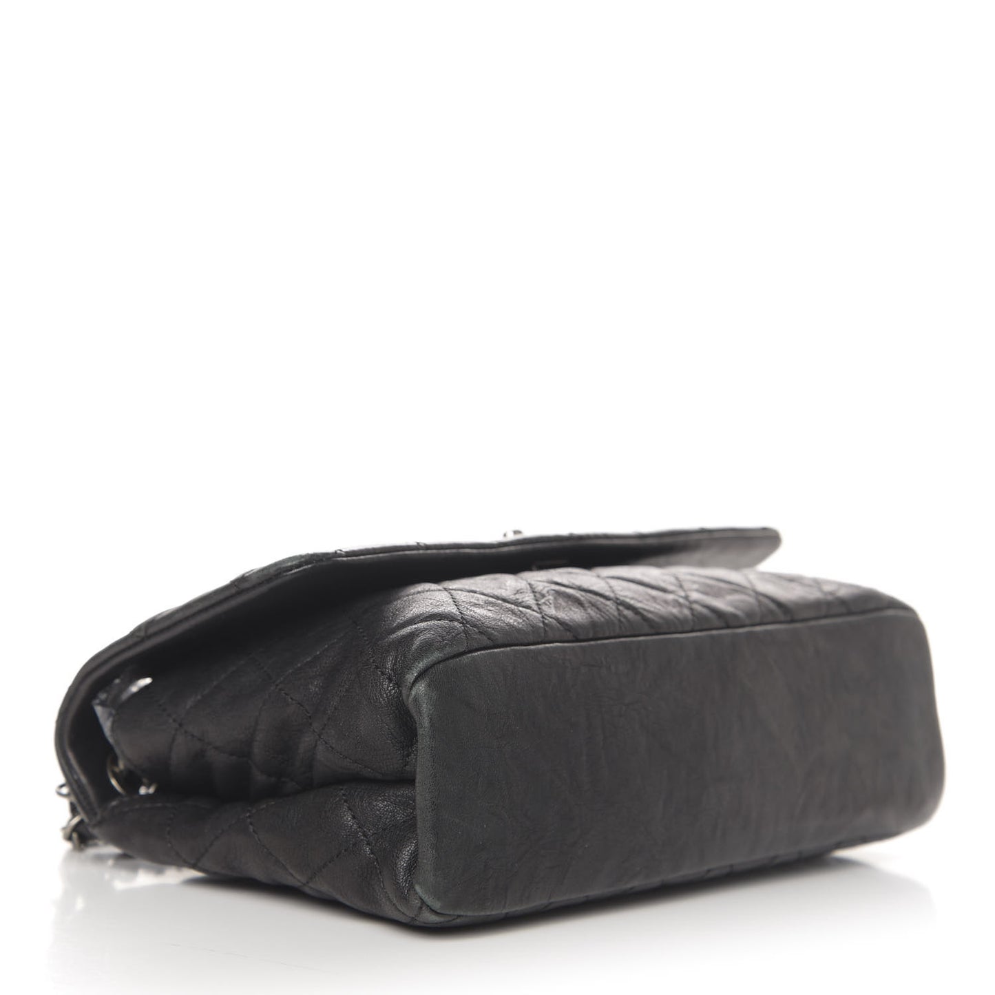 Crumpled Lambskin Quilted Medium Single Flap Black