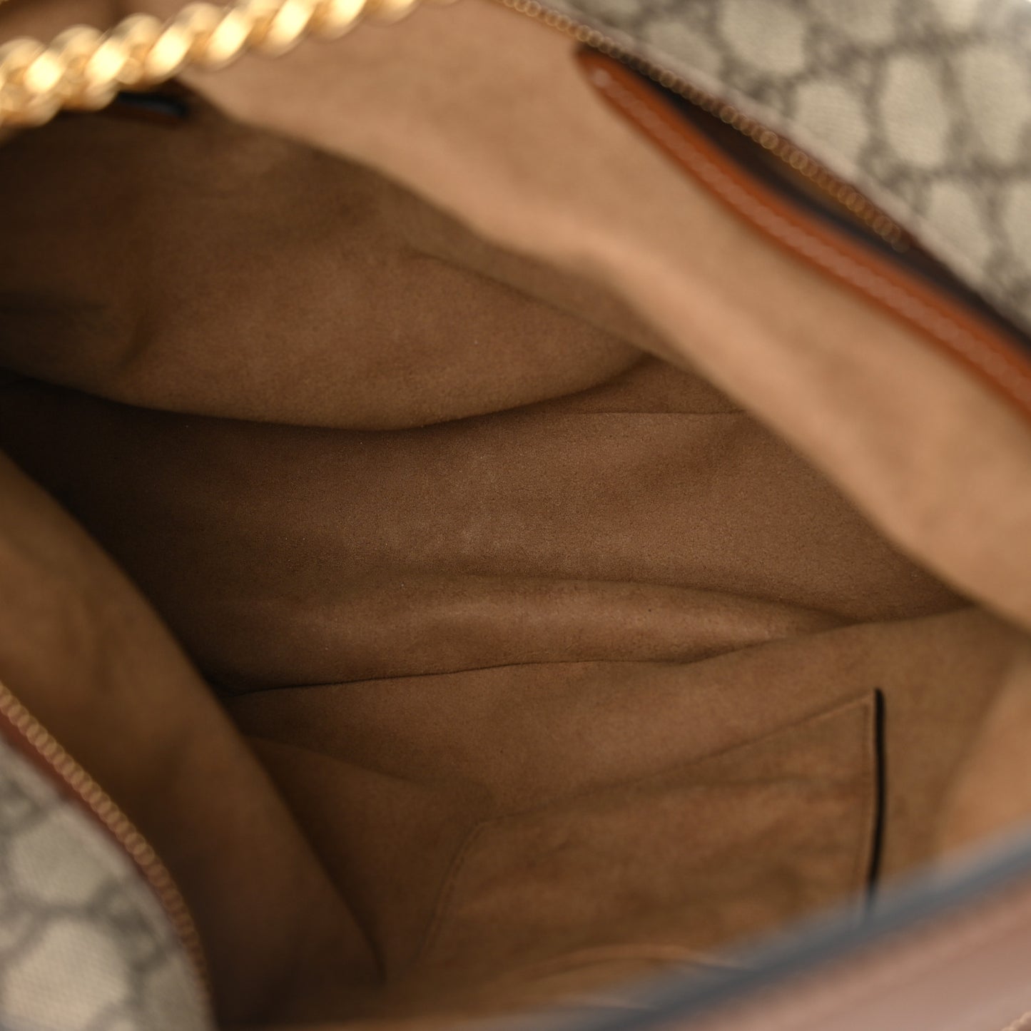 GG Supreme Monogram Large Linea A Hobo Light Brown