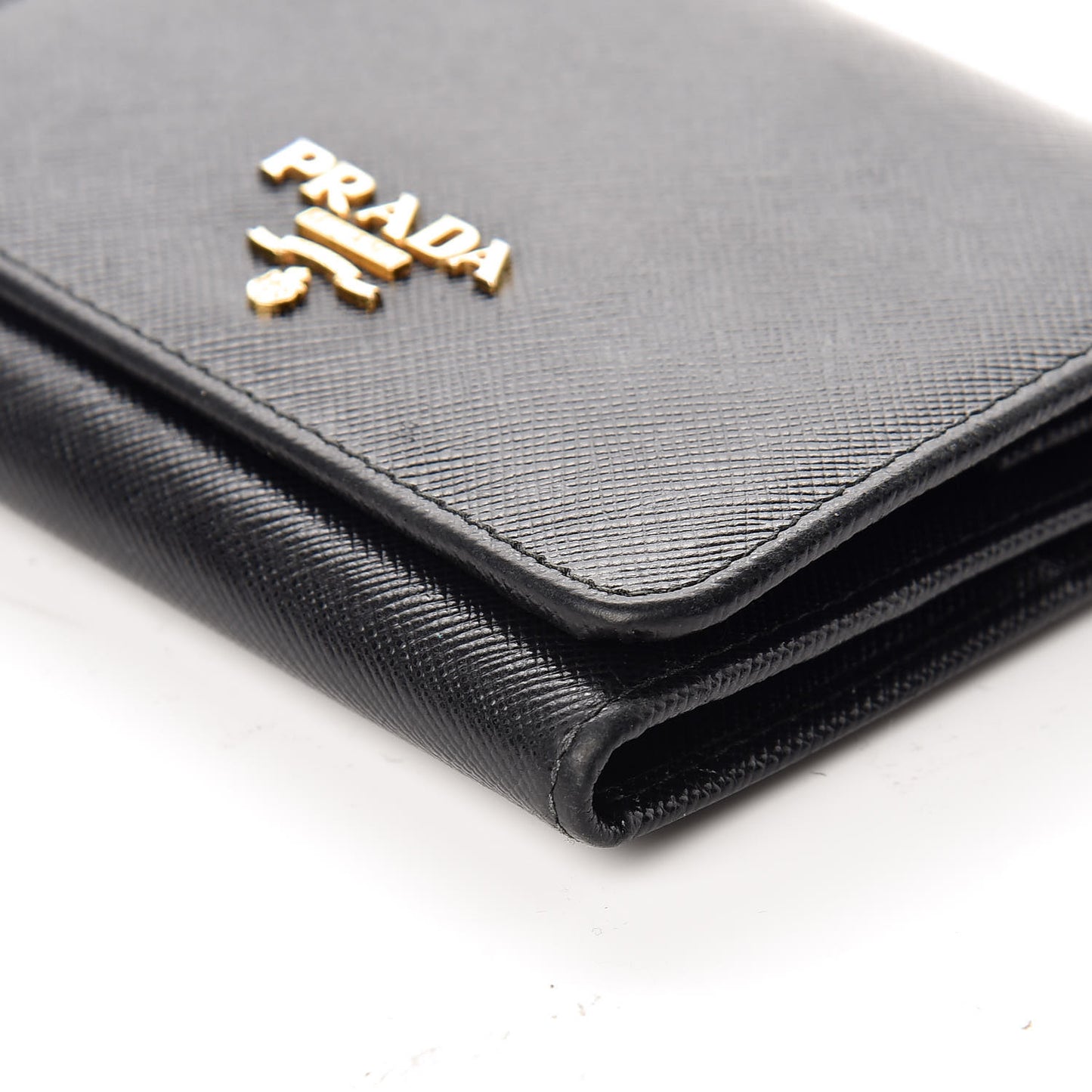 Saffiano Tri-Fold Compact Wallet Black