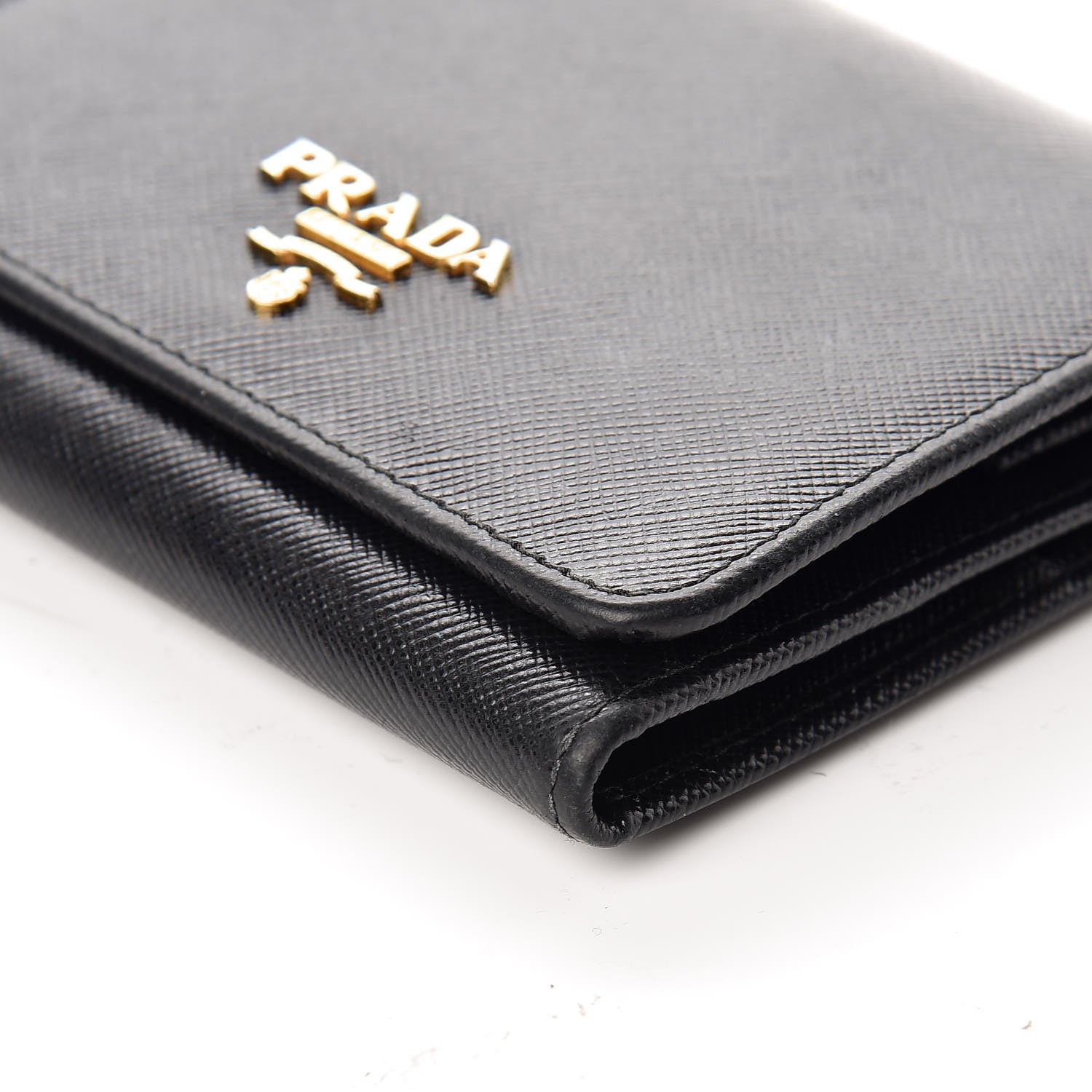 Prada Saffiano Tri-Fold Compact Wallet Black 6 of 10