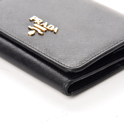 Prada Saffiano Tri-Fold Compact Wallet Black 6 of 10