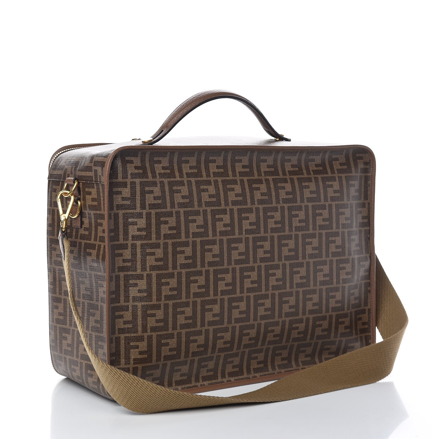 Fendi Glazed Fabric FF 1974 Karligraphy Large Travel Bag Tobacco 4 of 13