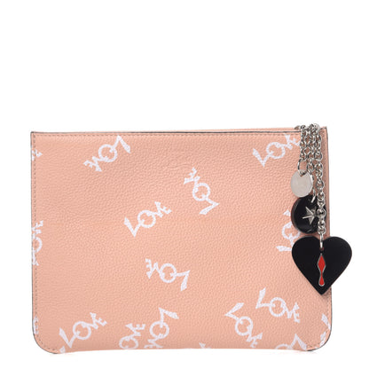 Christian Louboutin Calfskin Empire Loubicute Crazy Love Charms Clutch Latte 1 of 8