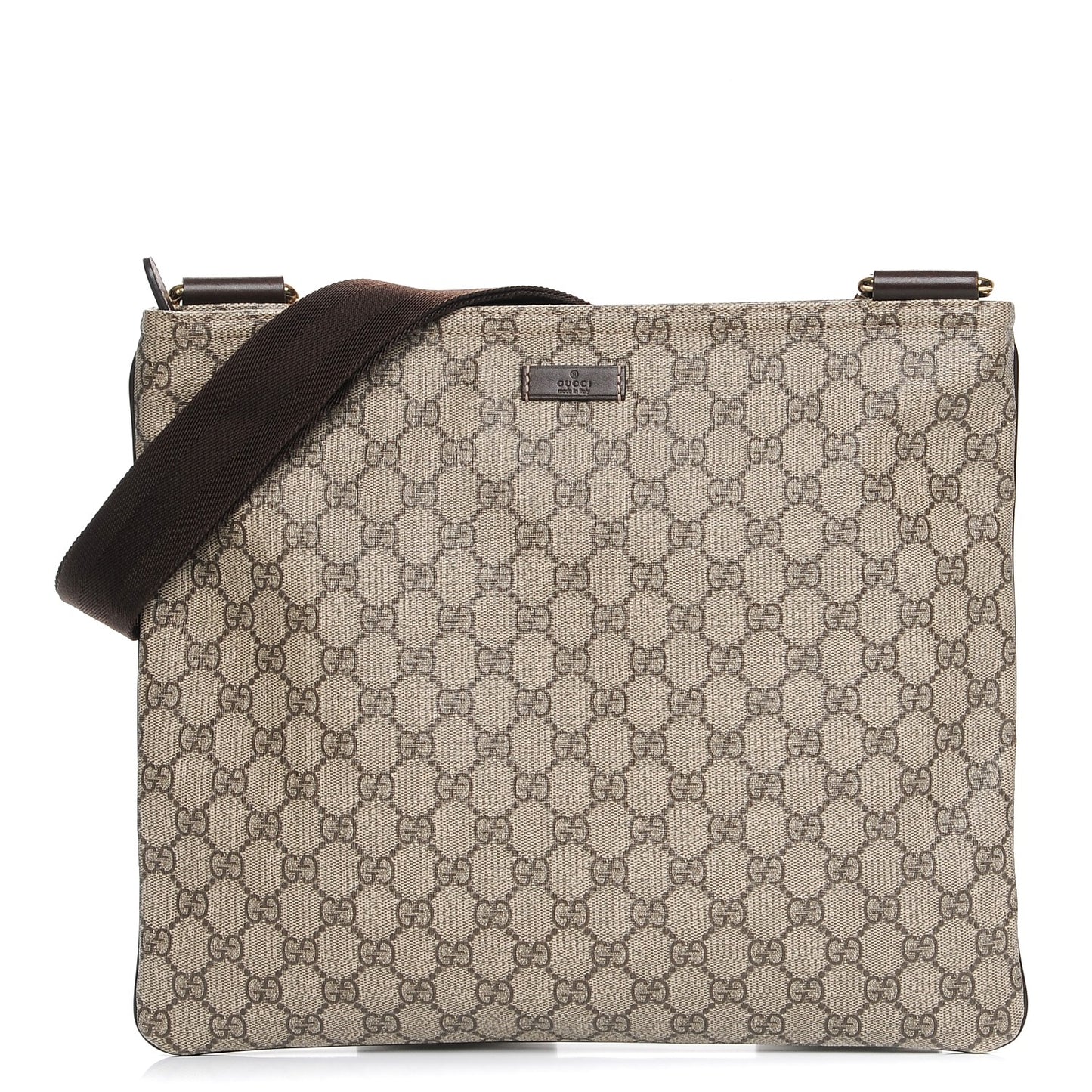 GG Supreme Monogram Medium Flat Messenger Bag Dark Brown
