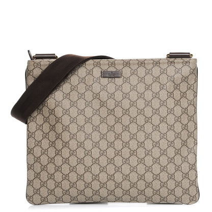 Gucci GG Supreme Monogram Medium Flat Messenger Bag Dark Brown 1 of 7