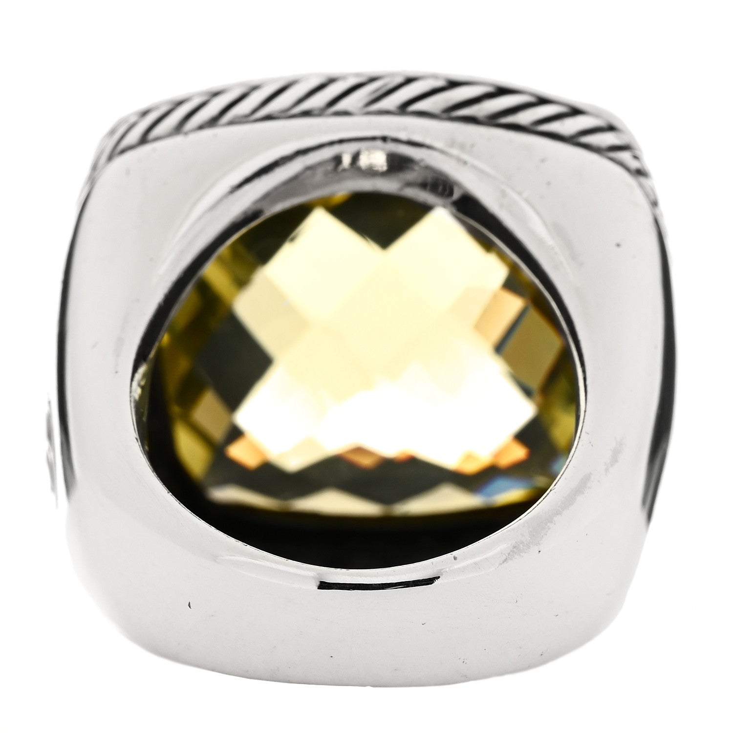 David Yurman Sterling Silver Diamond Citrine 20mm Albion Ring 54 7 4 of 5