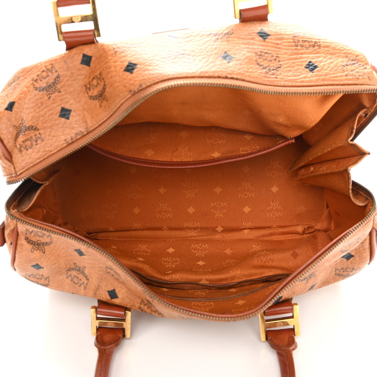 MCM Visetos Essential Boston Bag Cognac 5 of 11