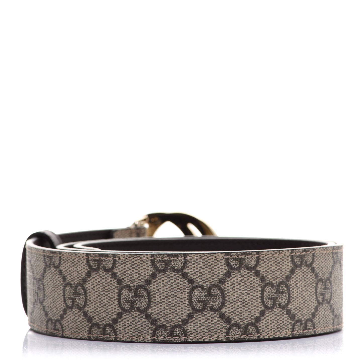 GG Supreme Monogram Interlocking G 37mm Belt 80 32 Beige Ebony Cocoa