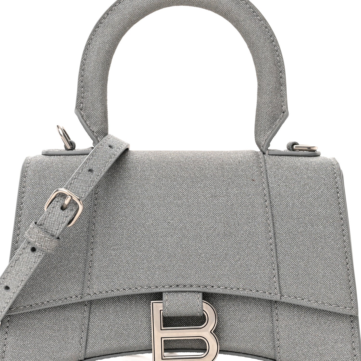 Balenciaga Glitter Fabric Hourglass Top Handle Bag XS Grey 8 of 12