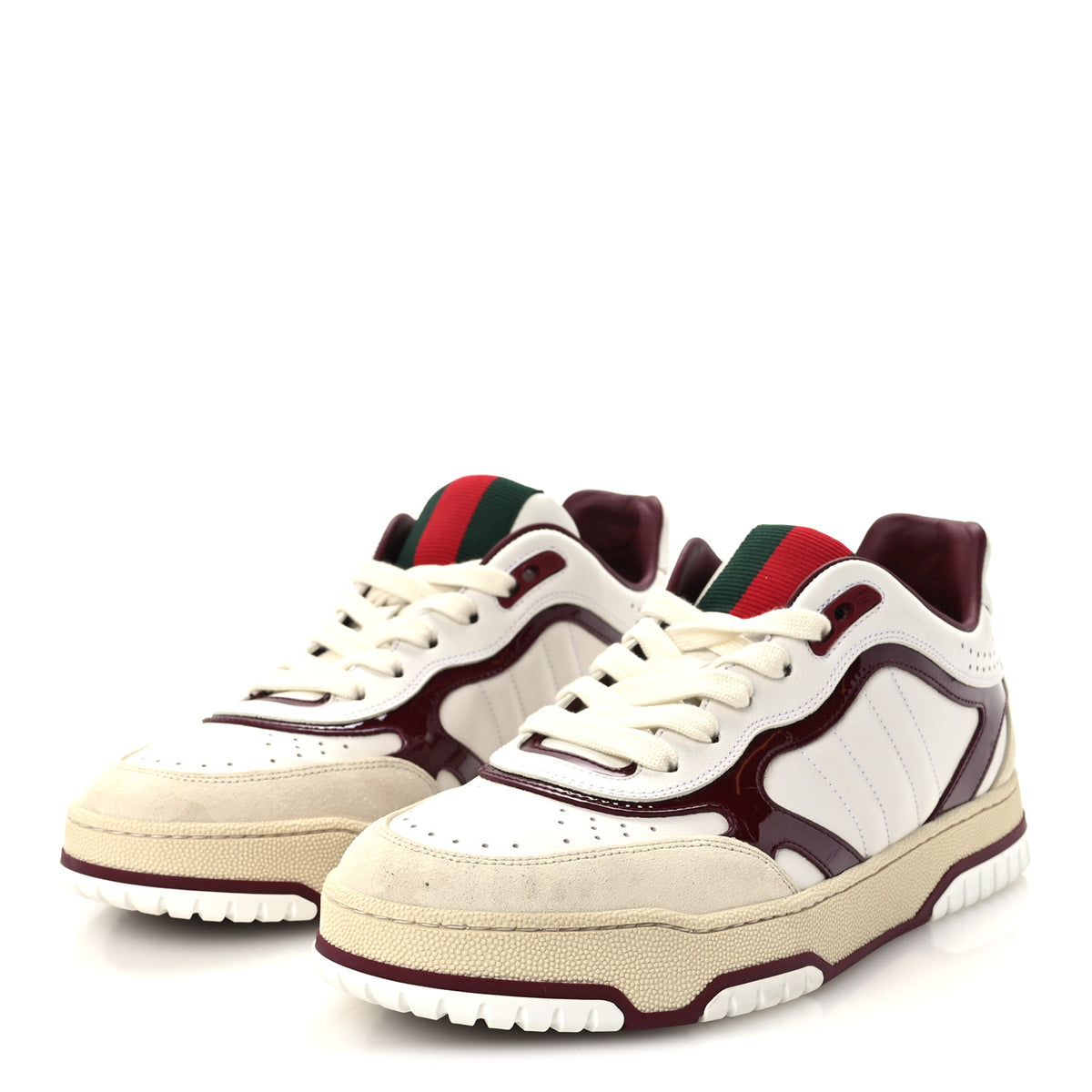 Gucci Calfskin Suede Womens Re-Web Sneakers 39.5 White Red 4 of 12