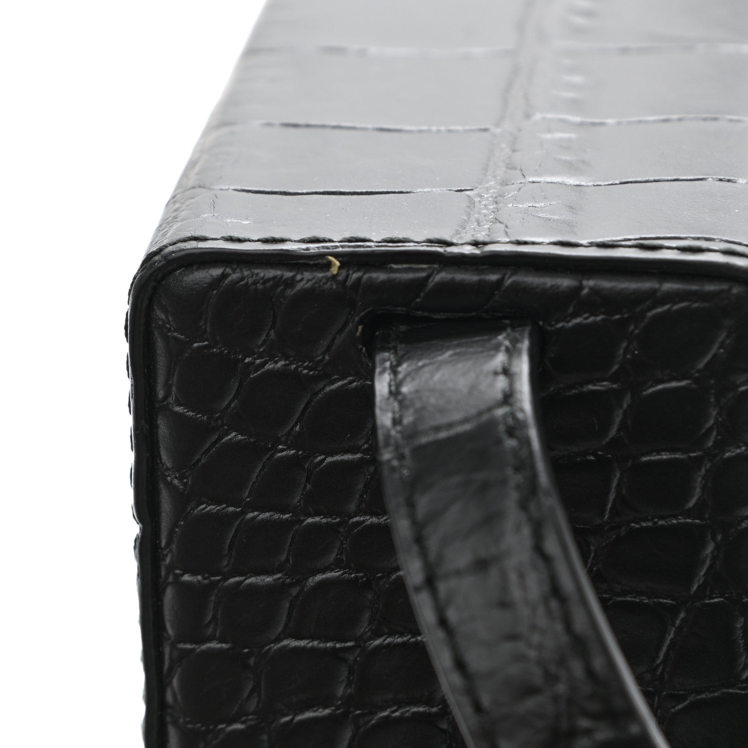 Bottega Veneta Calfskin Crocodile Embossed Daisey Box Clutch Black 10 of 10