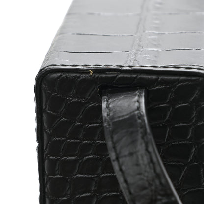 Bottega Veneta Calfskin Crocodile Embossed Daisey Box Clutch Black 10 of 10