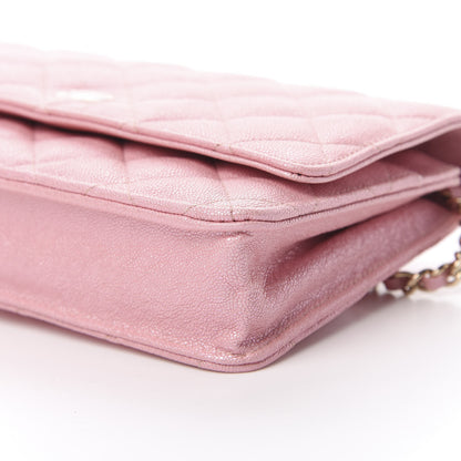 Chanel Iridescent Caviar Quilted Wallet on Chain WOC Rose Pink 11 of 12