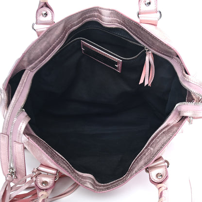 Balenciaga Metallic Agneau Classic Silver Hardware S City Sparkle Pale Rose 4 of 10