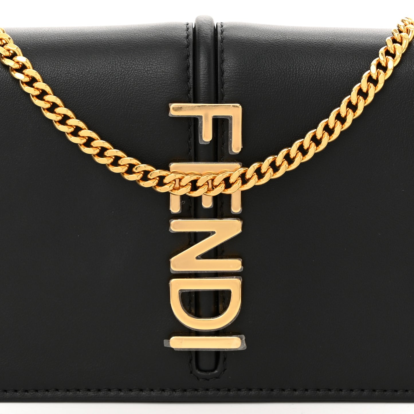 Vitello Grace Matte Fendigraphy Wallet On Chain Black