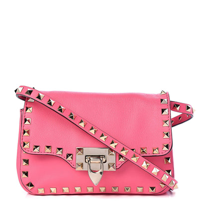 Valentino Garavani Vitello Mini Rockstud Flap Saddle Crossbody Bag Fuxia Fluo 1 of 11