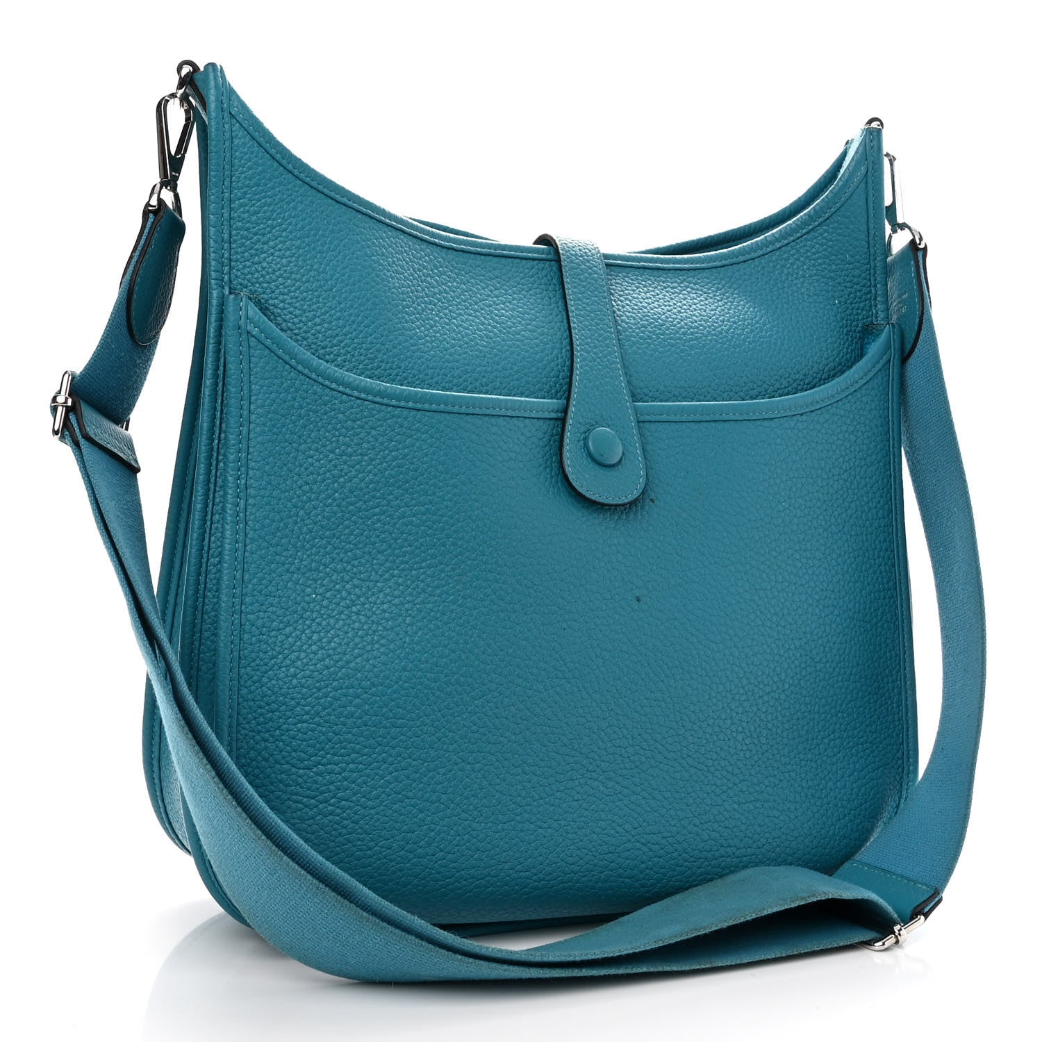Hermes Taurillon Clemence Evelyne III GM Turquoise 3 of 15