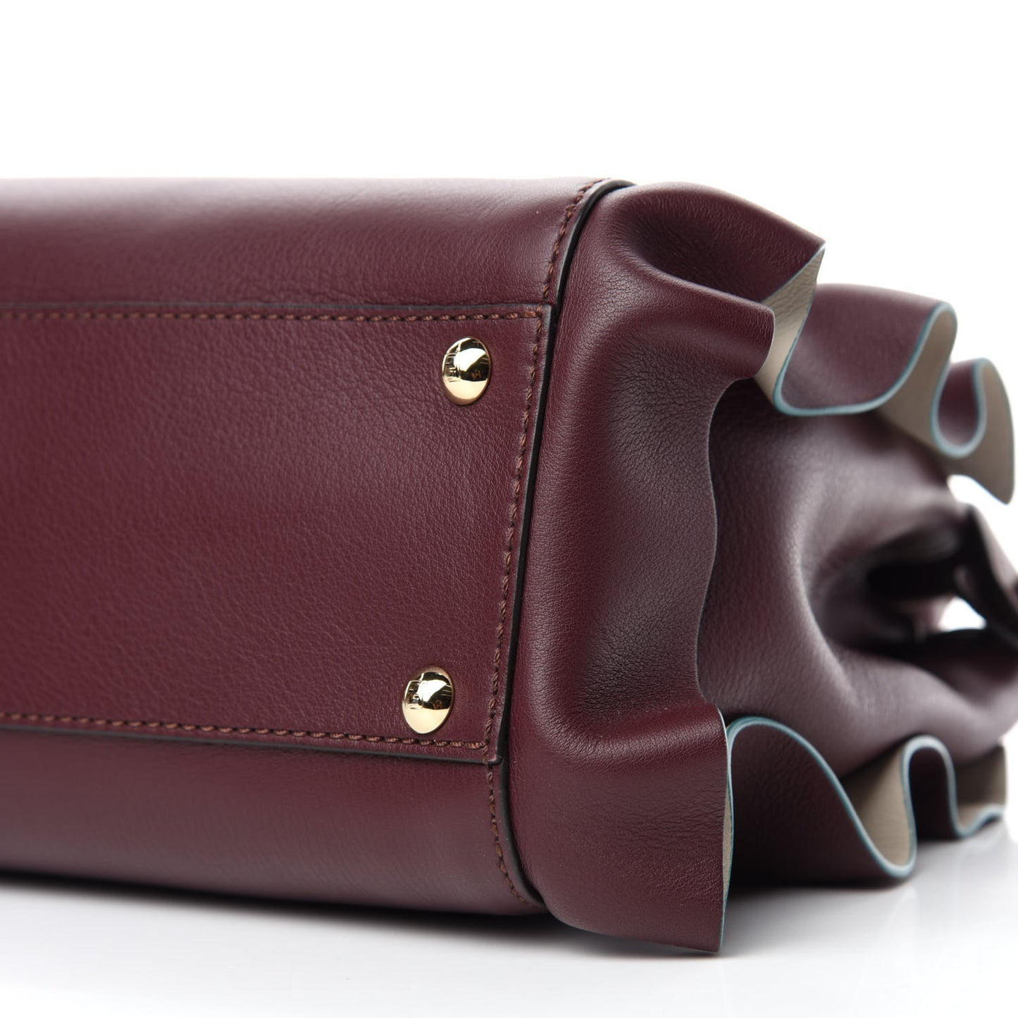 Vitello Seta Waves Bi-Color Medium Peekaboo Iconic Satchel Bordeaux Latte