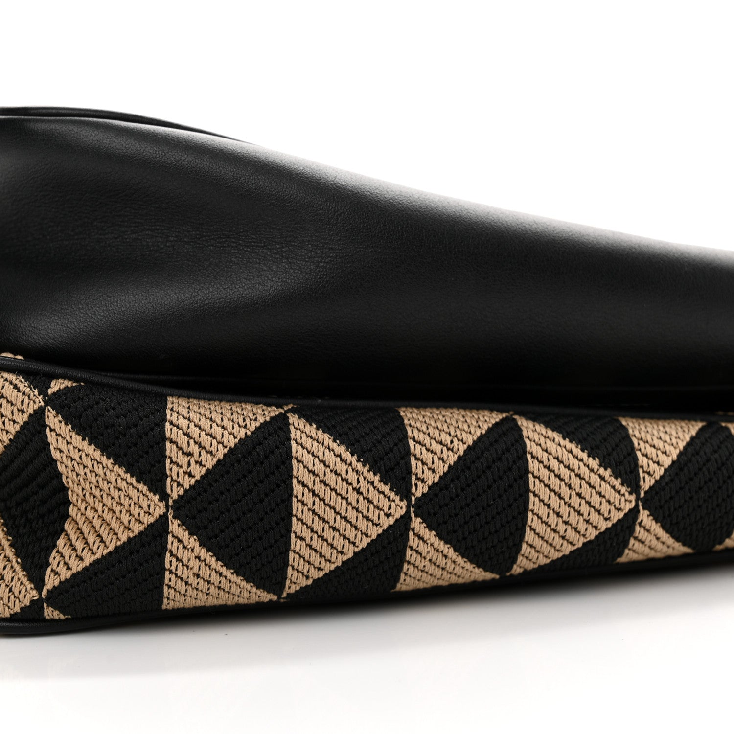 Prada Jacquard Calfskin Triangolo Symbole Embroidered Mini Triangle Double Bag Black Corda 11 of 11