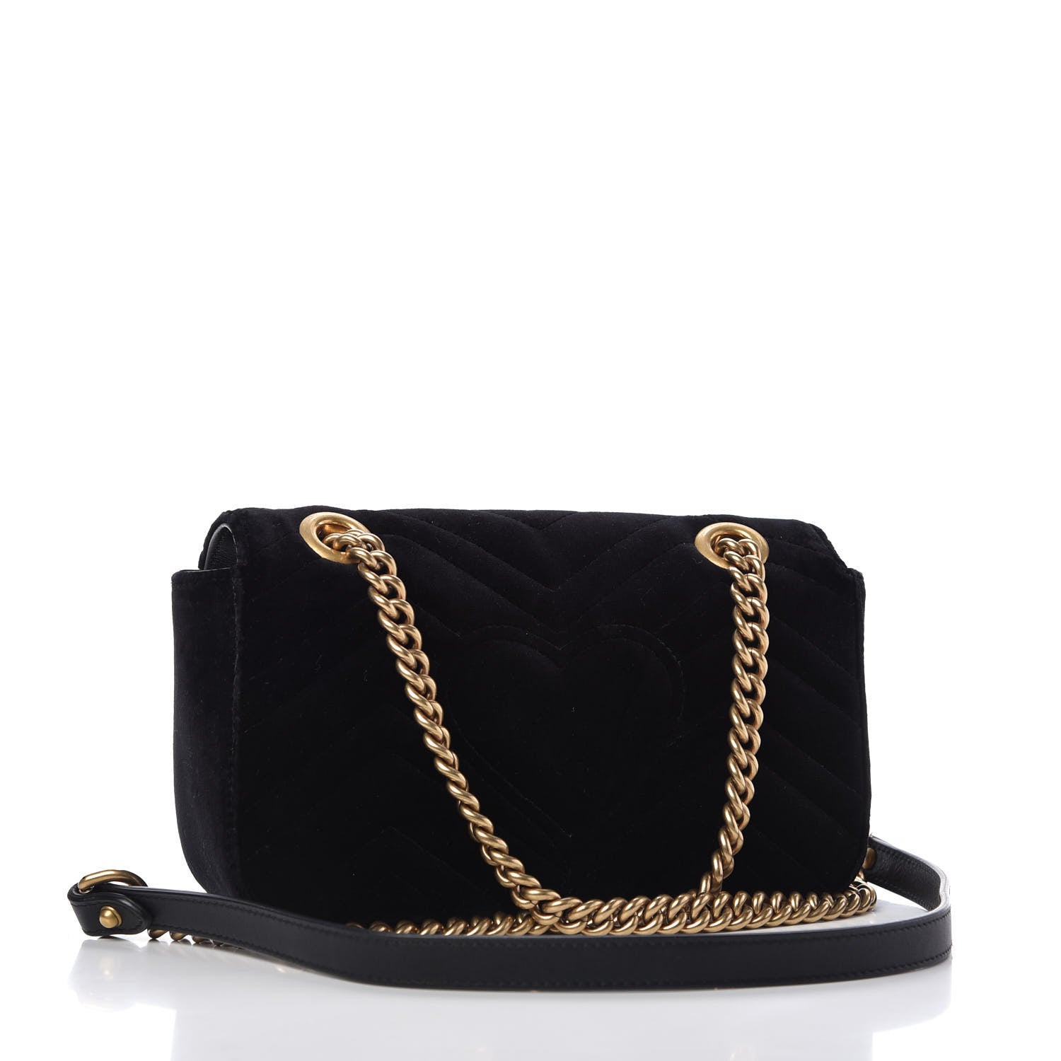 Gucci Velvet Matelasse Mini GG Marmont Shoulder Bag Black 4 of 11