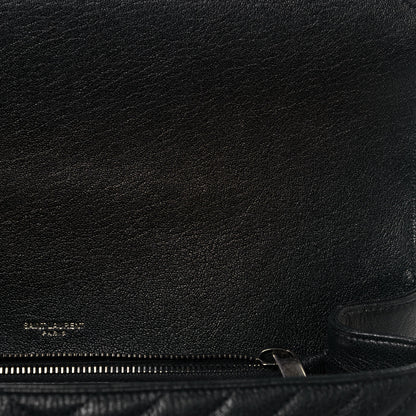 Saint Laurent Sheepskin Matelasse Chevron Monogram Large College Satchel Black 11 of 12