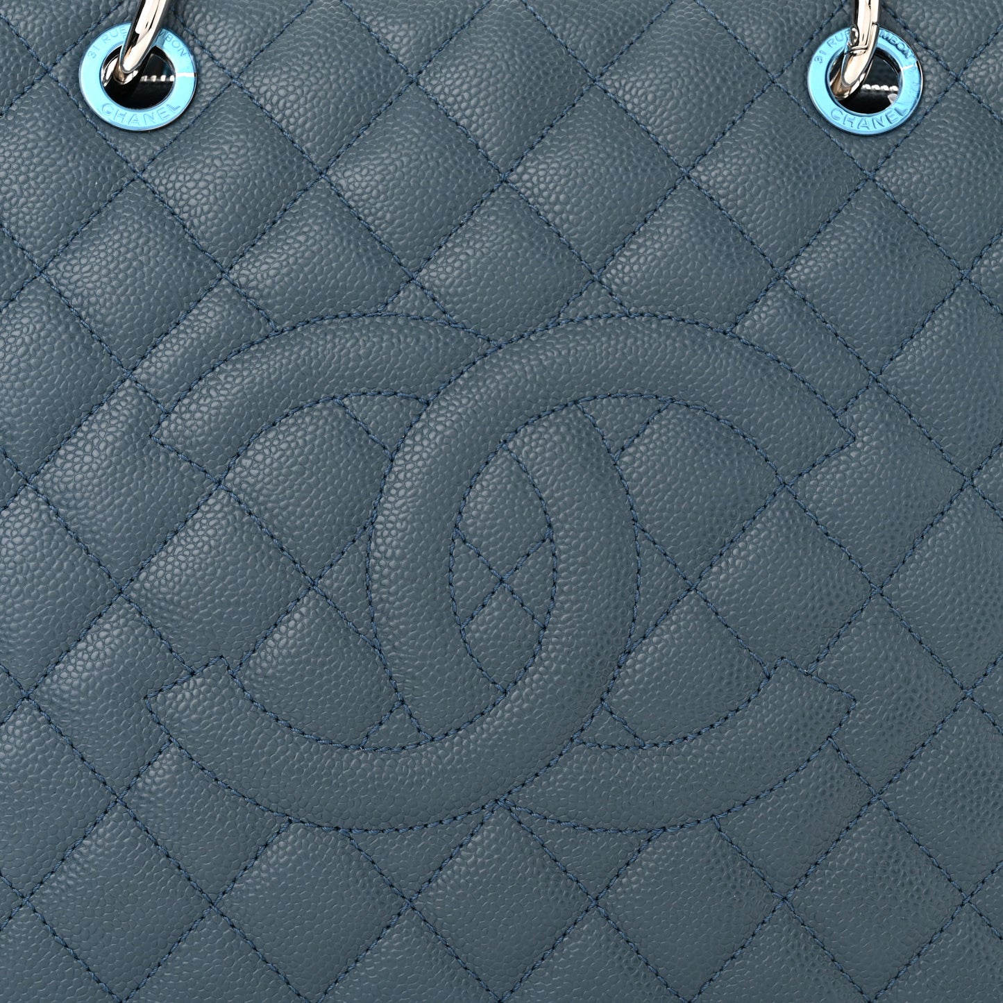 Caviar Quilted Grand Shopping Tote GST Blue