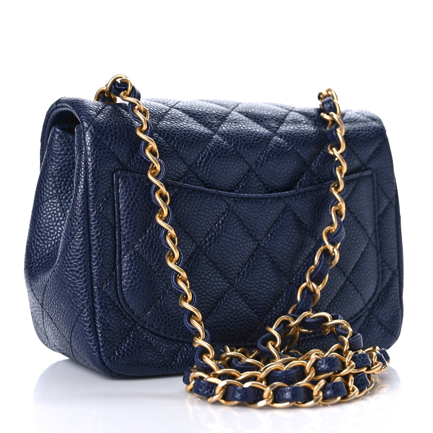 Caviar Quilted Mini Square Flap Navy