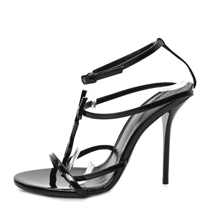 Saint Laurent Patent Cassandra 100 Ankle Strap Sandals 36.5 Black 1 of 8