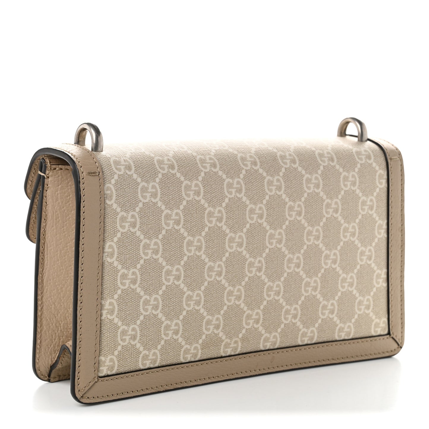 GG Supreme Monogram Textured Dollar Calfskin Small Rectangular Dionysus Shoulder Bag Beige Mystic White Oatmeal