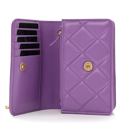 Chanel Lambskin Enamel Quilted Pending CC Clutch With Chain Purple 6 of 12